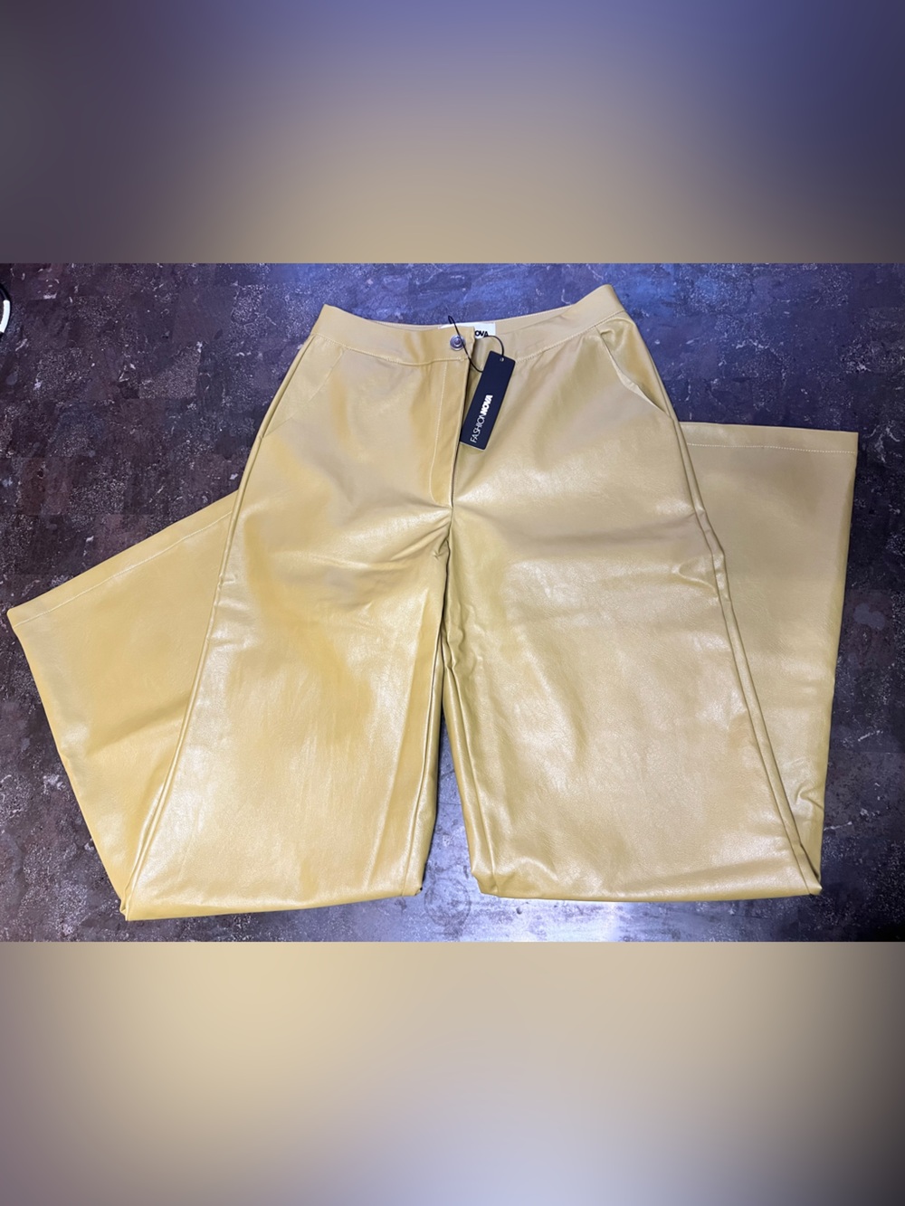 Fashion Nova Yellow Faux Leather Skirt
